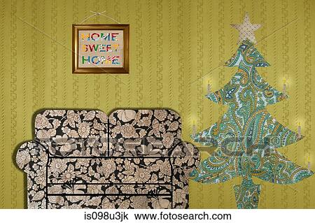 Living room with sofa and Christmas tree View Large Photo Image Stock Image - Living room with sofa and Christmas tree. Fotosearch