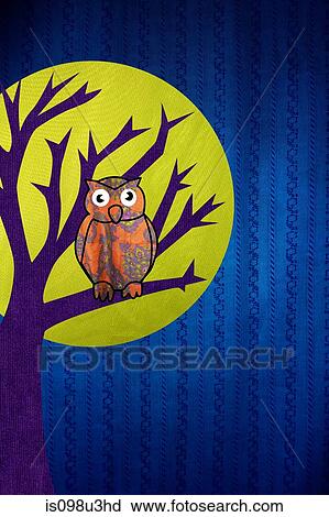 Owl perched in tree View Large Photo Image Stock Image - Owl perched in tree. Fotosearch