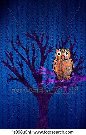 Owl perched in tree View Large Photo Image Stock Image - Owl perched in tree. Fotosearch