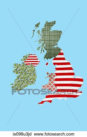 Stock Image - Patchwork British Isles. Fotosearch