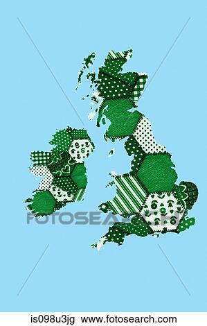 Stock Image - Patchwork British Isles. Fotosearch