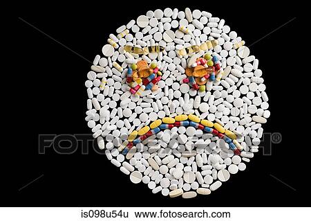 Sad face made from pills View Large Photo Image Stock Photograph - Sad face made from pills. Fotosearch