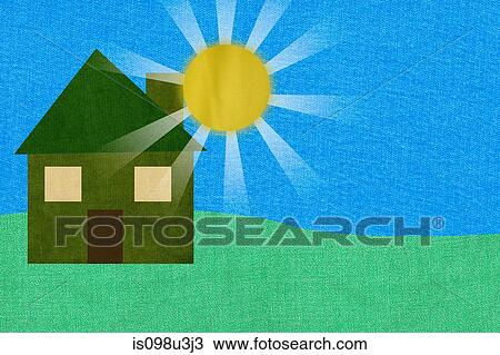 Sun shining over green coloured house View Large Photo Image Stock Image - Sun shining over green coloured house. Fotosearch
