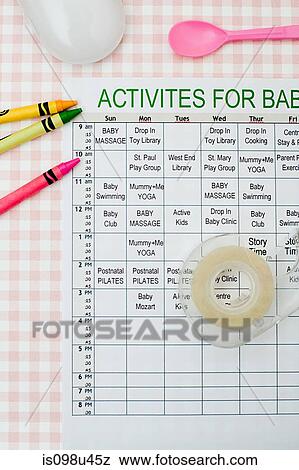Timetable of activities for baby View Large Photo Image Stock Photo - Timetable of activities for baby. Fotosearch