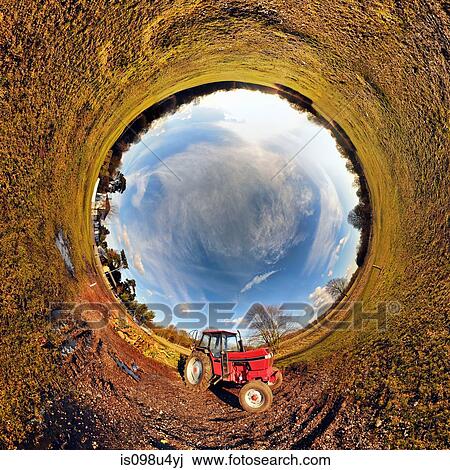 Tractor in field with tunnel effect View Large Photo Image Stock Image - Tractor in field with tunnel effect. Fotosearch