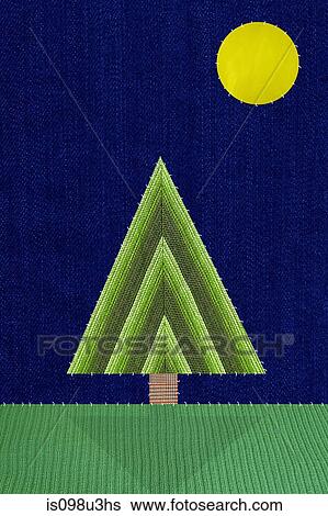 Triangular shaped tree and moon View Large Photo Image Stock Photograph - Triangular shaped tree and moon. Fotosearch