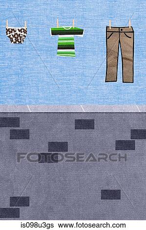 Washing hanging on clothesline with brick wall View Large Photo Image Stock Photograph - Washing hanging on clothesline with brick wall. Fotosearch