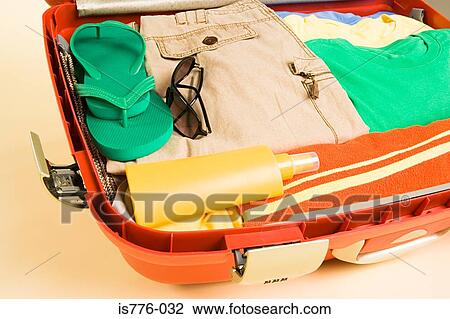 Packed suitcase View Large Photo Image Stock Image - Packed suitcase. Fotosearch