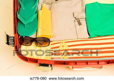 Packed suitcase View Large Photo Image Stock Image - Packed suitcase. Fotosearch