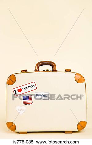 Suitcase with stickers View Large Photo Image Stock Photography - Suitcase with stickers. Fotosearch