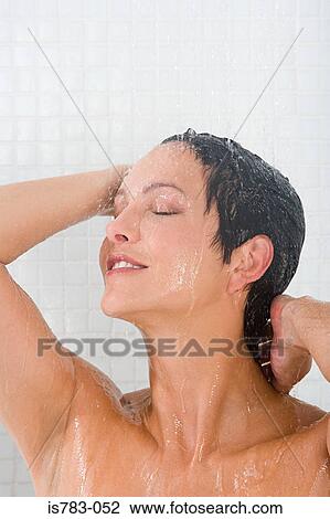Woman showering View Large Photo Image Stock Image - Woman showering. Fotosearch