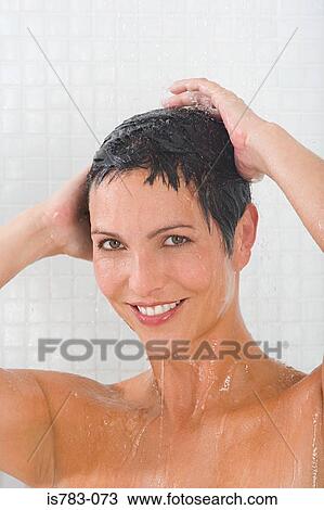 Woman showering View Large Photo Image Stock Image - Woman showering. Fotosearch