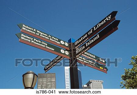 Signpost in battery park View Large Photo Image Stock Image - Signpost in battery park. Fotosearch