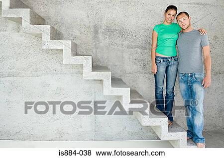 Couple on stairs View Large Photo Image Stock Photo - Couple on stairs. Fotosearch