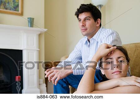 Stock Image - Couple thinking. Fotosearch