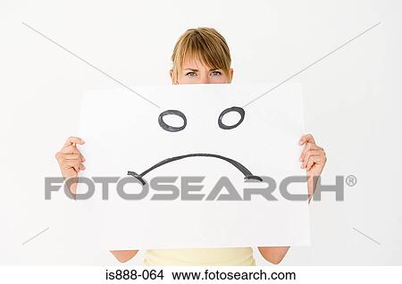 Picture - Woman holding drawing. Fotosearch