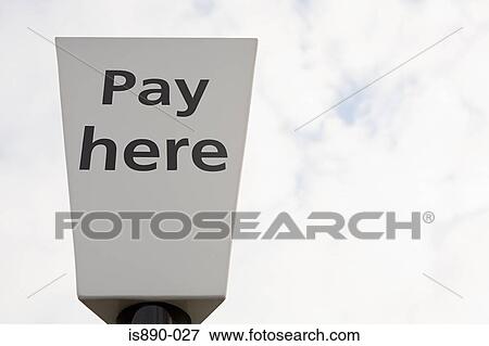 Pay here sign View Large Photo Image Stock Photo - Pay here sign. Fotosearch