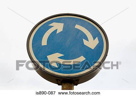Roundabout sign View Large Photo Image Stock Photo - Roundabout sign. Fotosearch