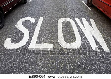 Picture - Slow road marking. Fotosearch