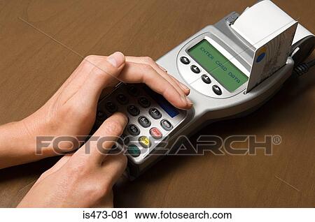 Person entering pin into card reader View Large Photo Image Stock Image - Person entering pin into card reader. Fotosearch