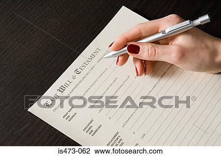 Stock Image - Woman signing will. Fotosearch