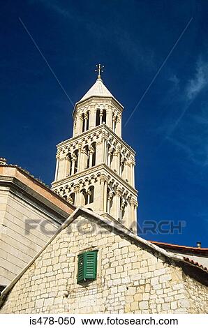 Stock Image - Bell tower of diocletians palace split. Fotosearch