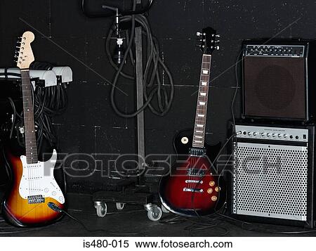 Stock Photography - Electric guitars and amplifier. Fotosearch