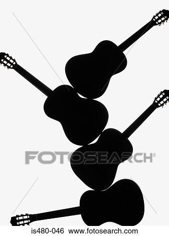 Silhouettes of guitars View Large Photo Image Stock Photograph - Silhouettes of guitars. Fotosearch