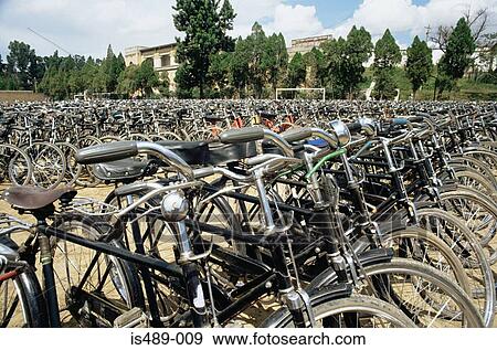 Bicycles in a row View Large Photo Image Stock Photo - Bicycles in a row. Fotosearch