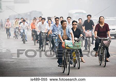 Chinese people cycling View Large Photo Image Stock Photography - Chinese people cycling. Fotosearch