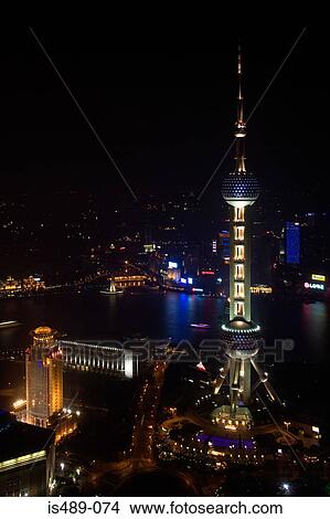 Pudong skyline at night View Large Photo Image Picture - Pudong skyline at night. Fotosearch