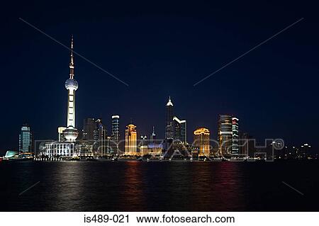 Pudong skyline at night View Large Photo Image Stock Image - Pudong skyline at night. Fotosearch
