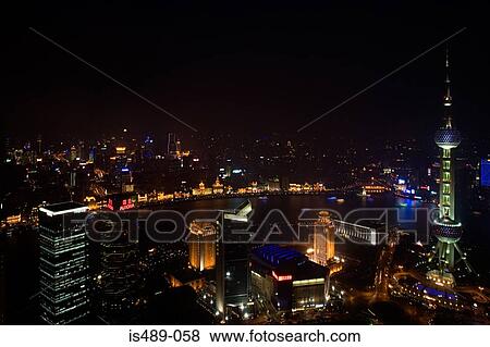 Stock Photo - Pudong skyline at night. Fotosearch