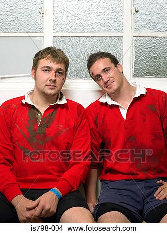 Picture - Portrait of two rugby players. Fotosearch