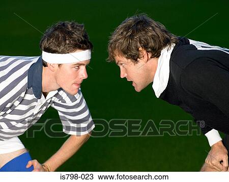 Stock Image - Rival rugby players. Fotosearch