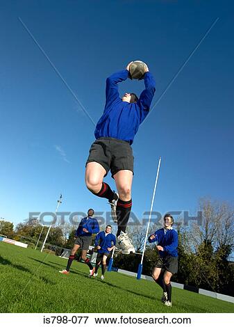 Rugby player catching ball View Large Photo Image Stock Photo - Rugby player catching ball. Fotosearch