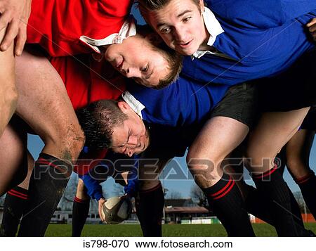 Rugby players in a scrum View Large Photo Image Stock Image - Rugby players in a scrum. Fotosearch