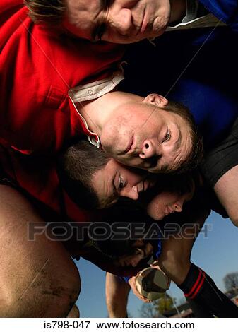 Rugby players in a scrum View Large Photo Image Stock Photo - Rugby players in a scrum. Fotosearch