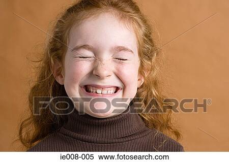 Girl smiling with eyes closed View Large Photo Image Stock Photography - Girl smiling with eyes closed. Fotosearch