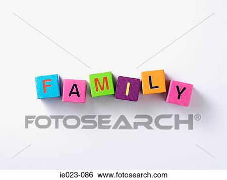 Building blocks spelling family View Large Photo Image Stock Photograph - Building blocks spelling family. Fotosearch