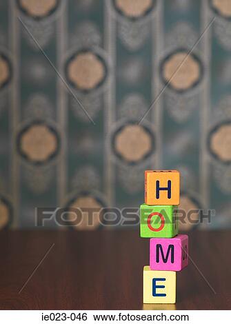 Building blocks spelling home View Large Photo Image Stock Photograph - Building blocks spelling home. Fotosearch