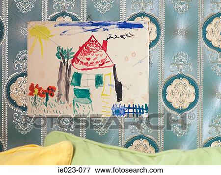 Childs picture on a wall View Large Photo Image Stock Photo - Childs picture on a wall. Fotosearch