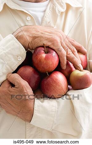 Stock Photo - Man holding apples. Fotosearch