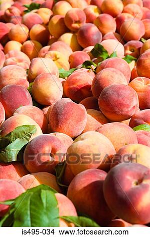 Picture - Peaches at a market. Fotosearch