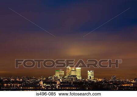 Stock Photography - Canary wharf at night. Fotosearch