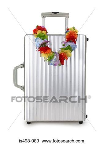 Stock Photo - Suitcase and garland of flowers. Fotosearch