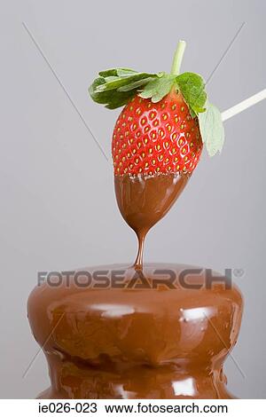 Stock Image - A strawberry covered in chocolate. Fotosearch