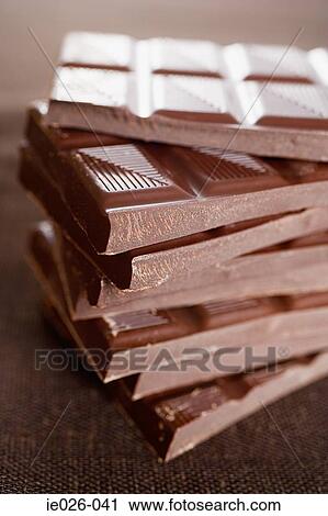Stock Image - Chocolate bars in a pile. Fotosearch