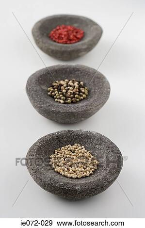 Peppercorns in stone bowls View Large Photo Image Stock Photo - Peppercorns in stone bowls. Fotosearch
