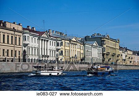 Stock Photo - Boats on water st petersburg. Fotosearch